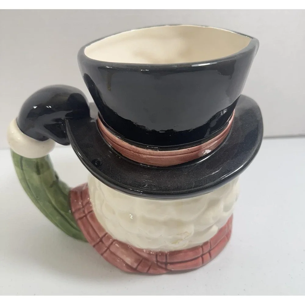 VTG 1991 Fitz And Floyd Omnibus 1991 Ceramic Snowman Pitcher With Top‎ Hat Y2K
